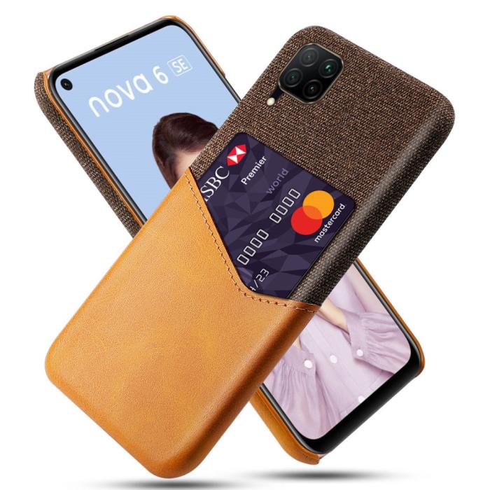Bild 1, Huawei P40 Lite - Skal med plats för kort - Brun