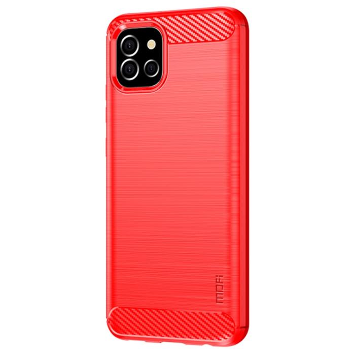 Bild 2, MOFI Samsung Galaxy A03 Skal Borstad Stål Textur Röd