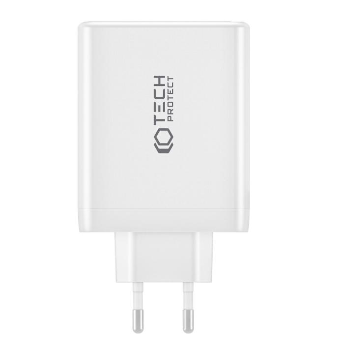 Bild 2, Tech-Protect 100W GaN PD/QC Väggladdare 3x USB-C 1x USB-A Vit