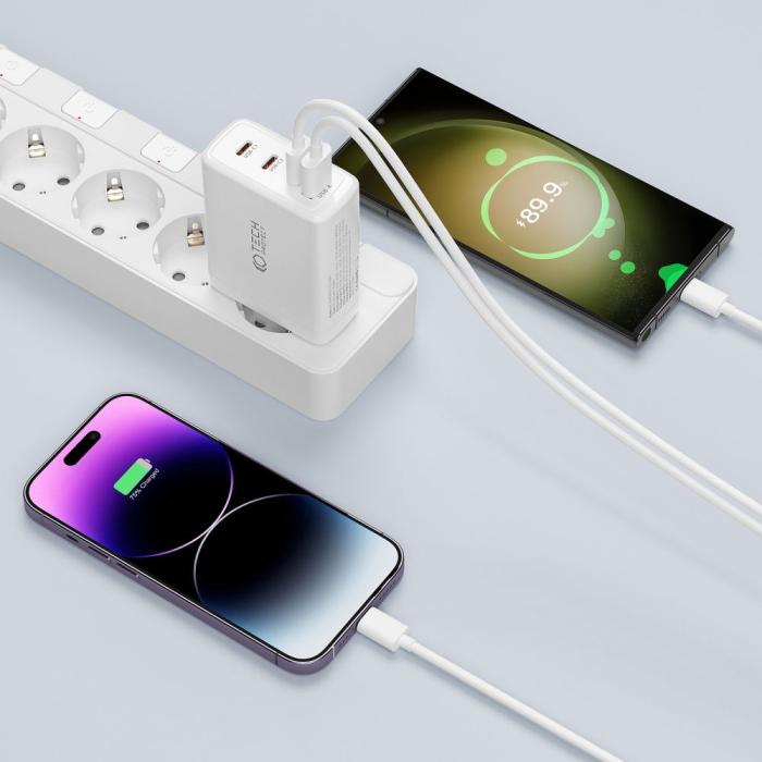 Bild 4, Tech-Protect 100W GaN PD/QC Väggladdare 3x USB-C 1x USB-A Vit