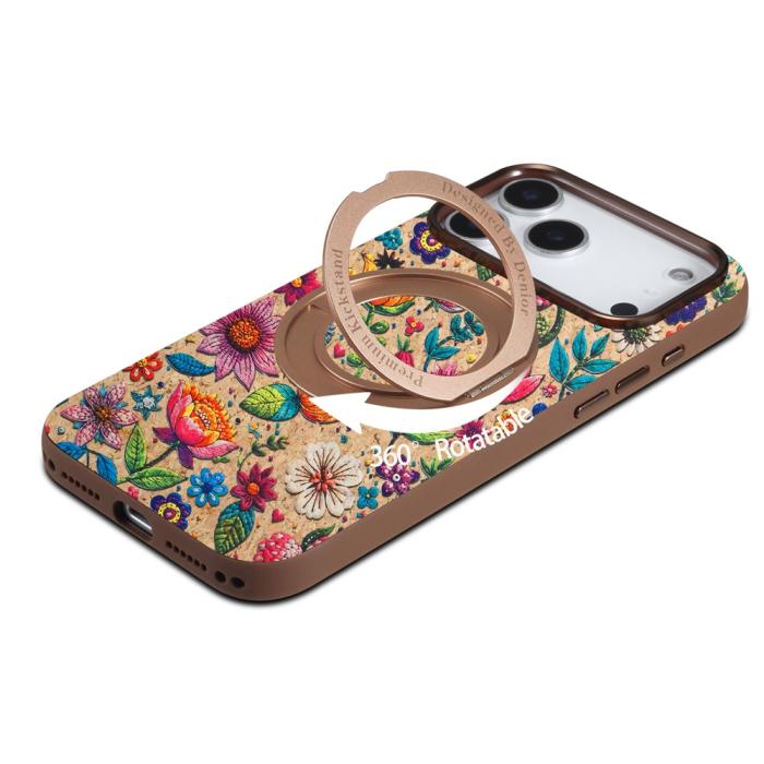 Bild 2, DENIOR iPhone 18 Pro / 17 Pro Skal MagSafe Ringstativ Blommor