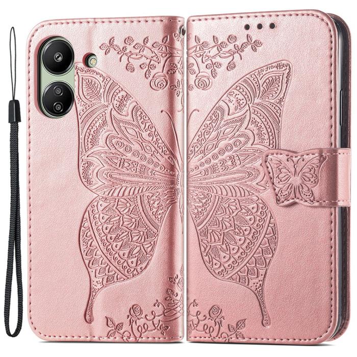 Bild 1, Xiaomi Redmi 13C 4G Fodral Big Butterfly Roséguld