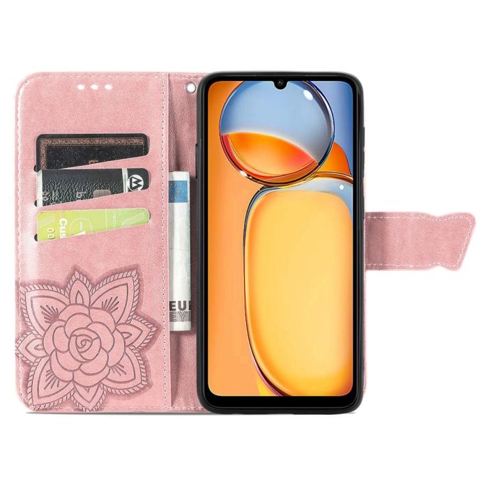 Bild 2, Xiaomi Redmi 13C 4G Fodral Big Butterfly Roséguld