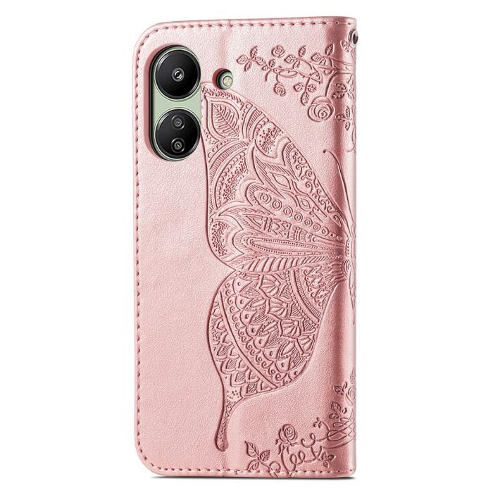 Bild 4, Xiaomi Redmi 13C 4G Fodral Big Butterfly Roséguld