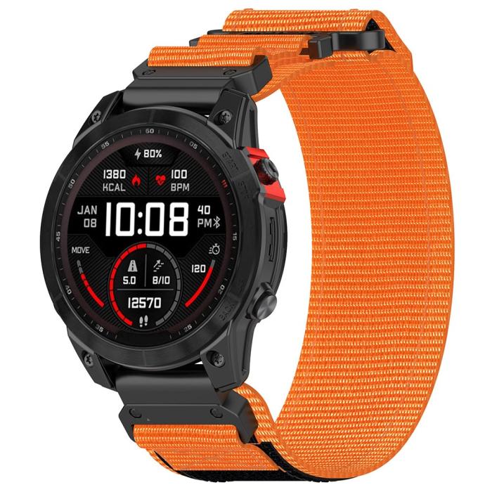 Bild 3, Klockarmband 26 mm Nylon Justerbart Orange/Svart