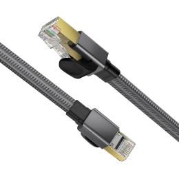 1m Cat8 40Gbps RJ45 S/FTP Platt Nylon Nätverkskabel Grå