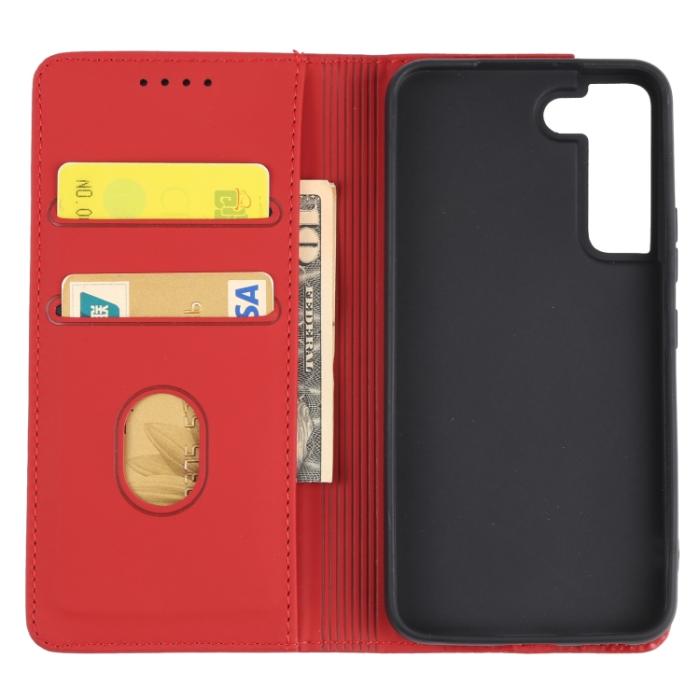 Bild 4, Samsung Galaxy S22 Fodral Flip Läder Med Kortfack Röd