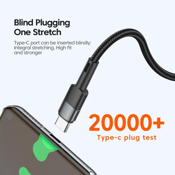 Bild 5, ESSAGER 1m 60W PD USB-C - USB-C Laddningskabel Svart
