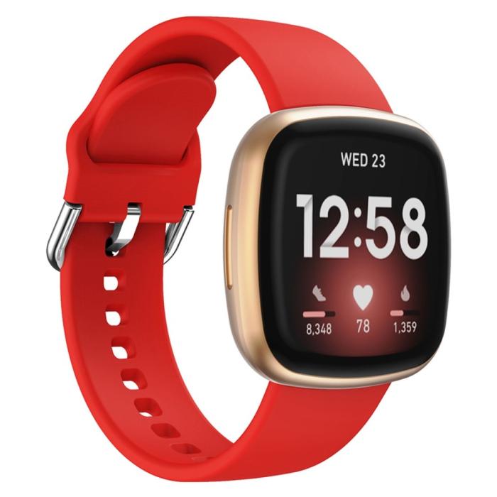 Bild 2, Fitbit Versa 4/Sense 2 Klockarmband Silikon Röd