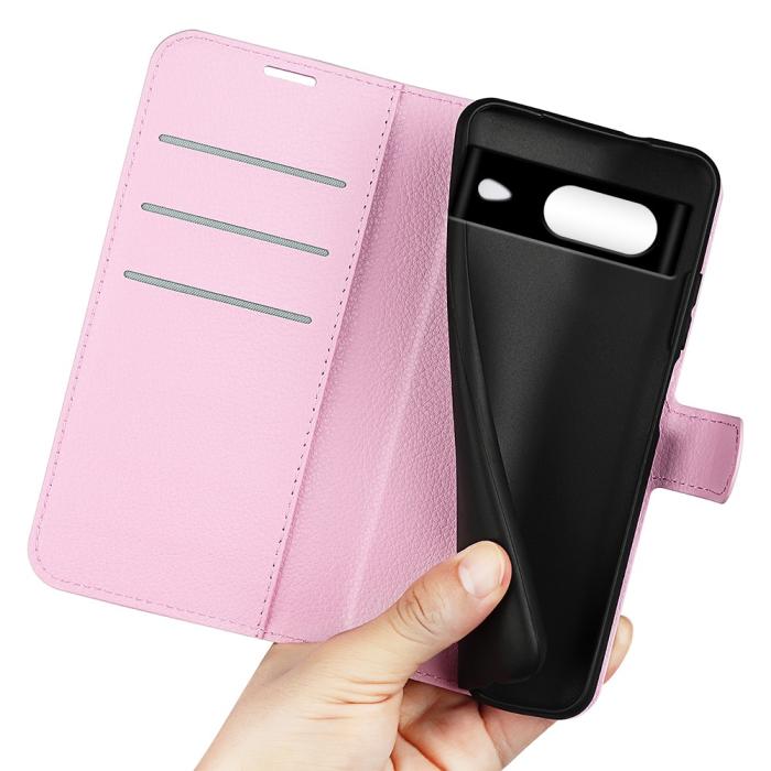 Bild 4, Google Pixel 8 Fodral Litchi Textur Ljus Rosa