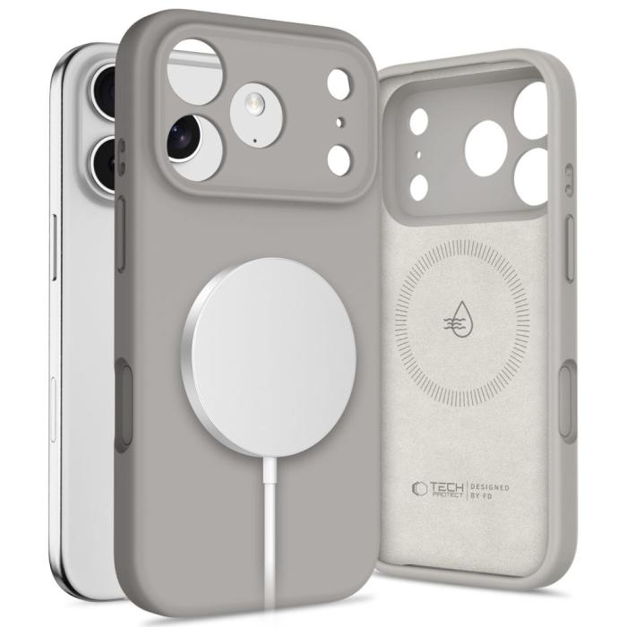 Bild 1, Tech-Protect iPhone 17 Pro Skal MagSafe Silicone Stone Grey
