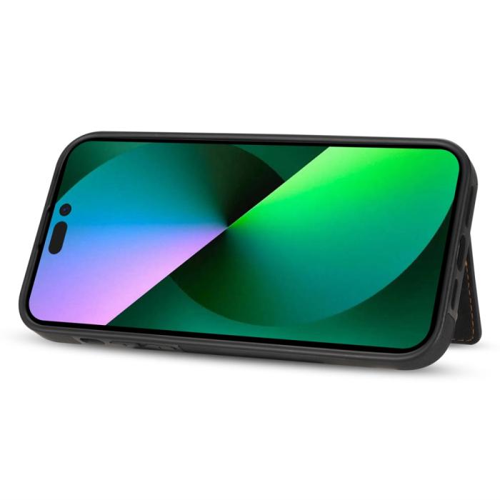 Bild 4, iPhone 15 Skal Läder Med Plånboksfunktion Svart