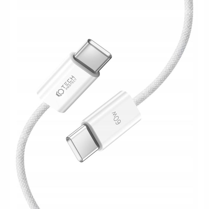 Bild 4, Tech-Protect 1 m 60W/3A PD USB-C - USB-C Kabel UltraBoost Vit