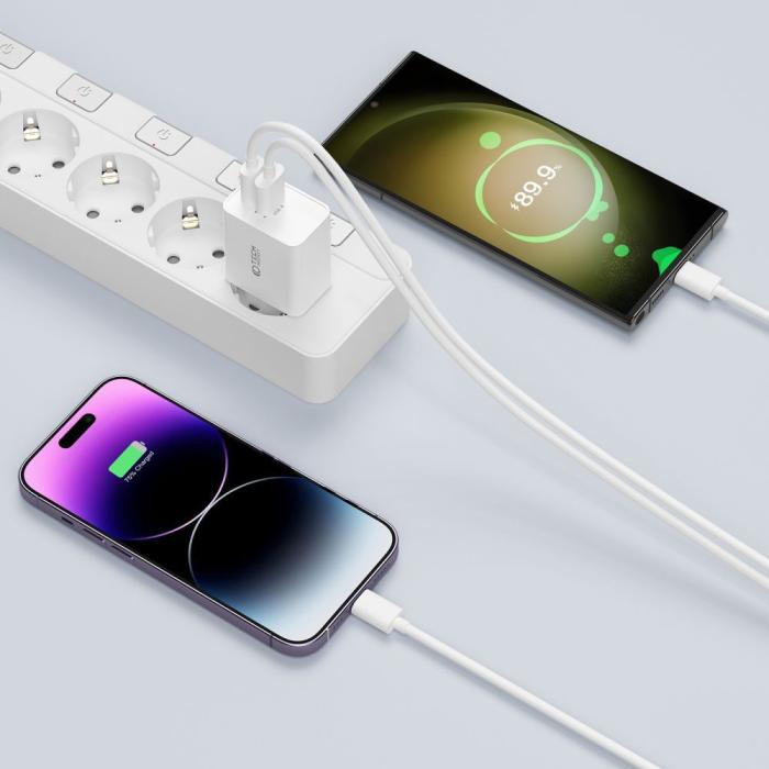 Bild 4, Tech-Protect 30W PD QC 2x USB-C/USB-A Väggladdare Svart