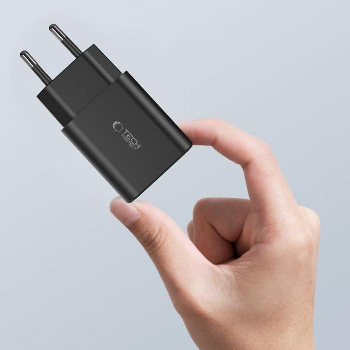 Bild 5, Tech-Protect 30W PD QC 2x USB-C/USB-A Väggladdare Svart