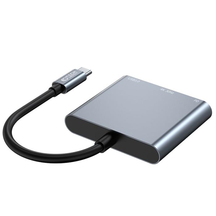 Bild 3, Tech-Protet 3in1 USB-C Hub USB-A / HDMI / USB-C Grå