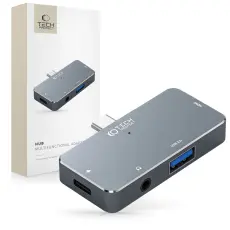 Tech-Protect 4in1 USB-C Hub USB-A/HDMI/AUX/USB-C Gr&aring;