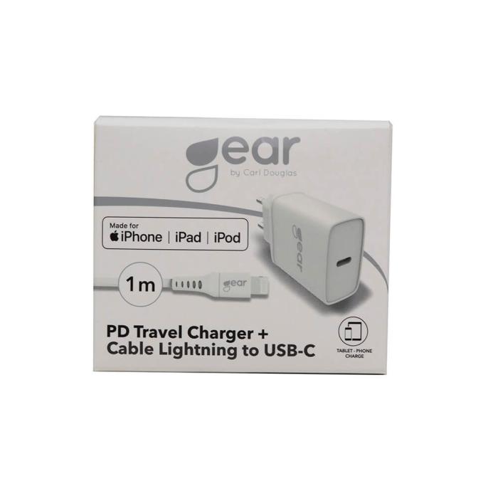 Bild 2, GEAR 20W PD MFi Väggladdare Inkl. USB-C - Lightning Kabel Vit