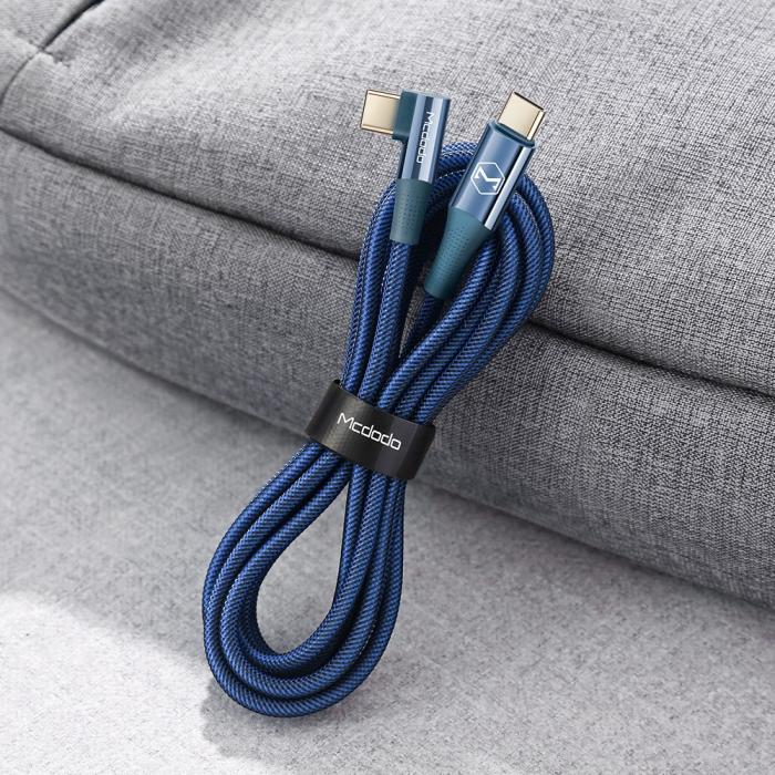 Bild 6, Mcdodo 1.2m 100W USB-C/USB-C Elbow Laddkabel Blå