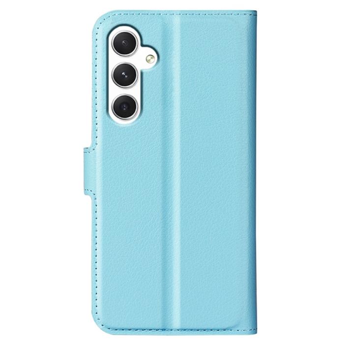 Bild 6, Samsung Galaxy S24 Fodral Litchi Läder Ljus Blå
