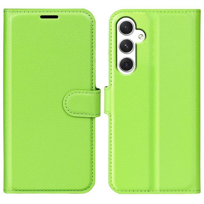Bild 1, Samsung Galaxy S24 Fodral Litchi Läder Grön