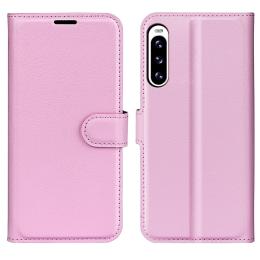 Sony Xperia 10 V Litchi Plånboksfodral Ljus Rosa