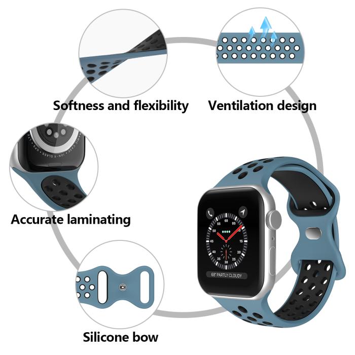 Bild 5, Sportarmband Dual-Color Apple Watch 41/40/38 mm (M/L) Blå/Svart