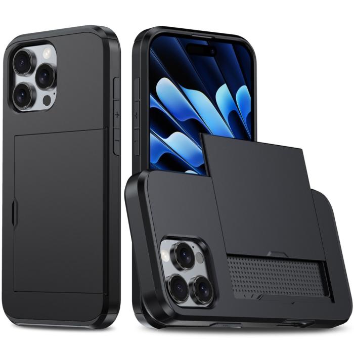 Bild 1, iPhone 16 Pro Skal Med Kortfack Hybrid Svart