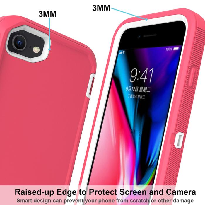 Bild 2, iPhone 7/8/SE (2020/2022) - Shockproof Hybrid Armor Skal - Rosa/Vit