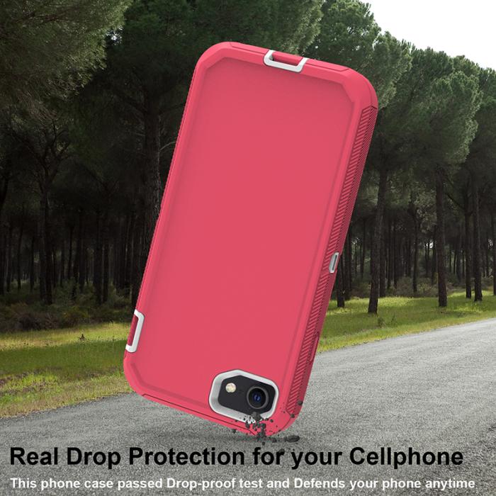 Bild 4, iPhone 7/8/SE (2020/2022) - Shockproof Hybrid Armor Skal - Rosa/Vit