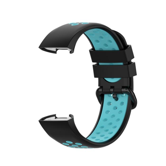 Bild 3, Fitbit Charge 4/3 Silikon Träningsarmband Svart/Cyan