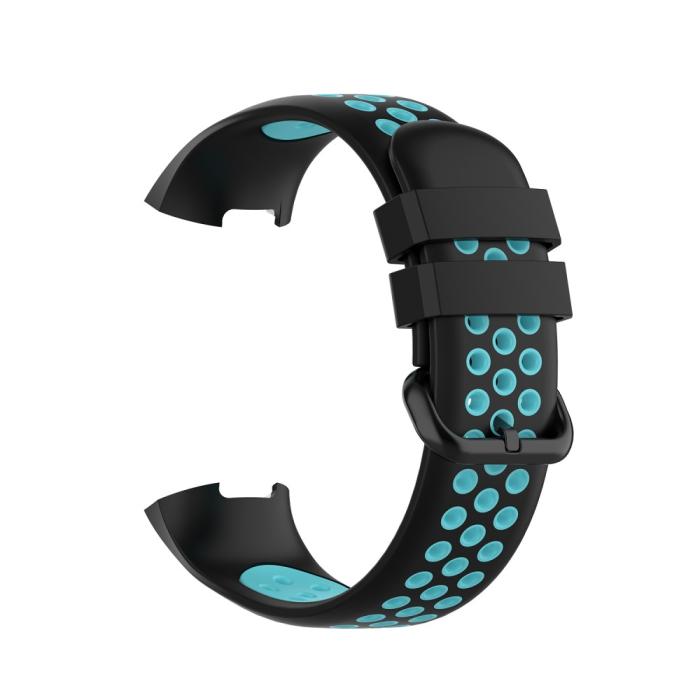 Bild 4, Fitbit Charge 4/3 Silikon Träningsarmband Svart/Cyan