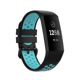 Fitbit Charge 4/3 Silikon Träningsarmband Svart/Cyan