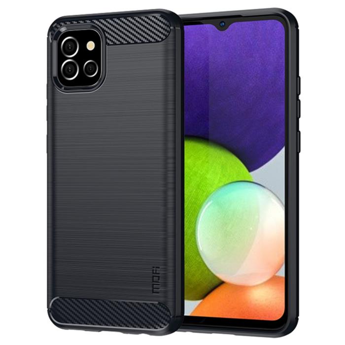 Bild 1, MOFI Samsung Galaxy A03 Skal Borstad Stål Textur Blå