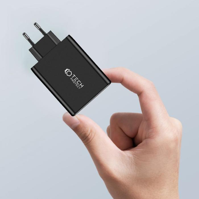 Bild 5, Tech-Protect 100W GaN PD/QC Väggladdare 3x USB-C 1x USB-A Vit