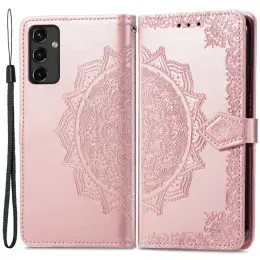 Samsung Galaxy A14 4G/5G Fodral Mandala Läder Roséguld