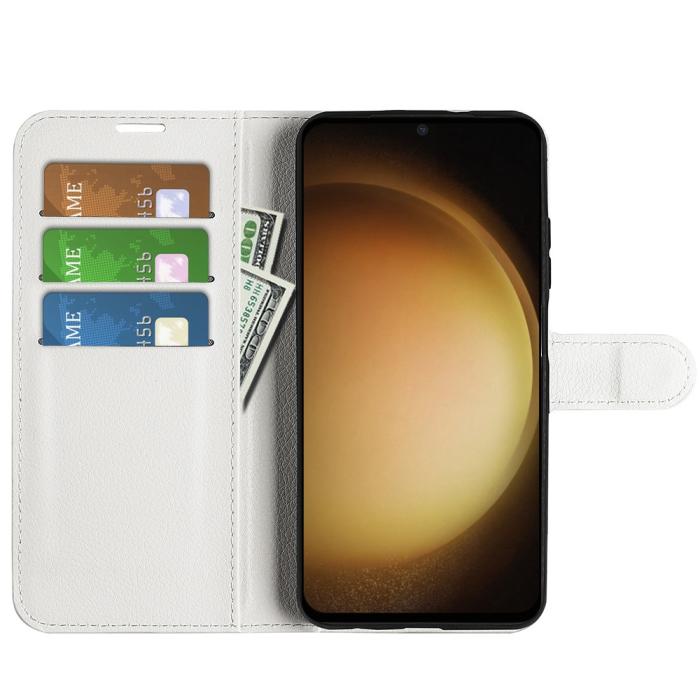 Bild 2, Samsung Galaxy S24 Plus Fodral Litchi Textur Vit