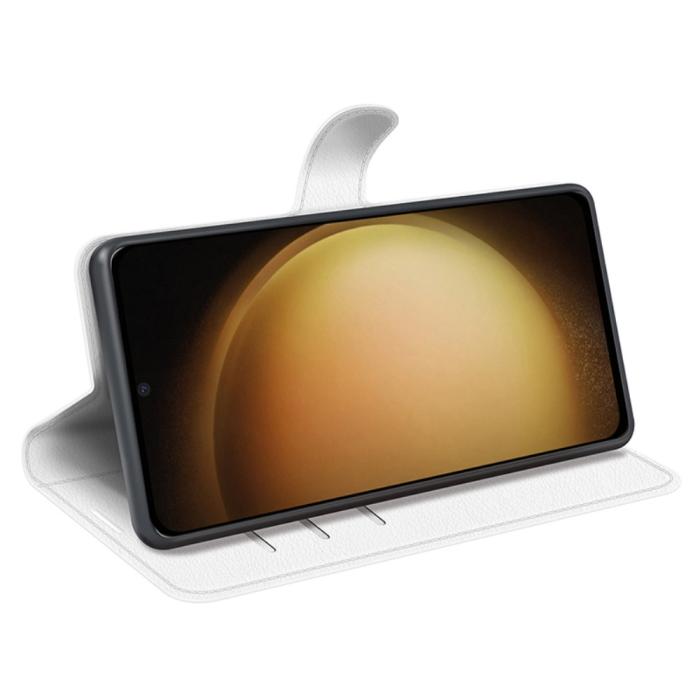 Bild 3, Samsung Galaxy S24 Plus Fodral Litchi Textur Vit
