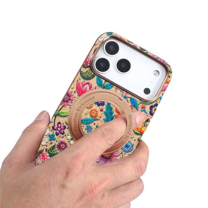 Bild 5, DENIOR iPhone 18 Pro / 17 Pro Skal MagSafe Ringstativ Blommor