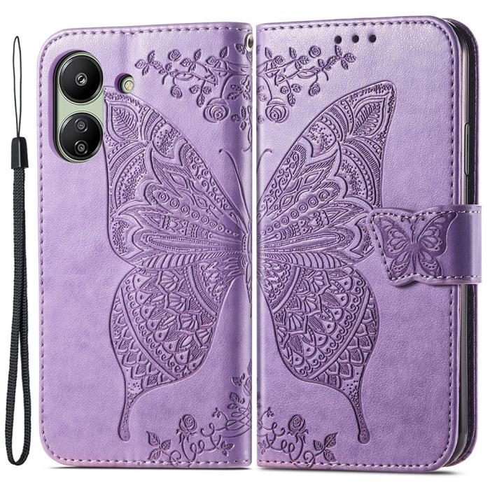 Bild 1, Xiaomi Redmi 13C 4G Fodral Big Butterfly Ljus Lila