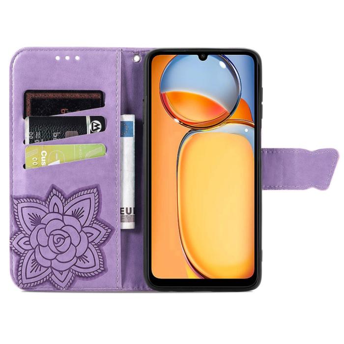 Bild 2, Xiaomi Redmi 13C 4G Fodral Big Butterfly Ljus Lila