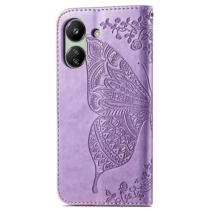 Bild 4, Xiaomi Redmi 13C 4G Fodral Big Butterfly Ljus Lila