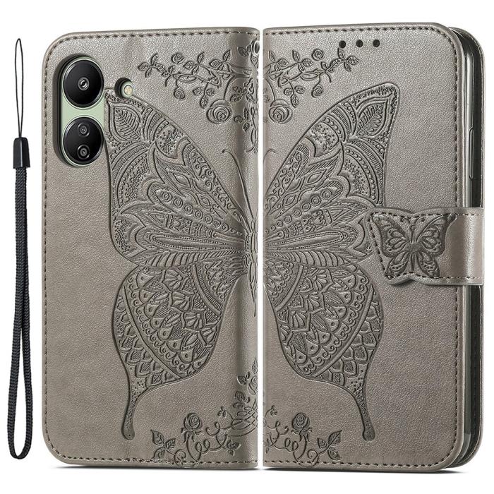 Bild 1, Xiaomi Redmi 13C 4G Fodral Big Butterfly Grå