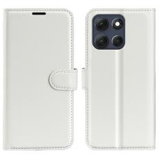 Motorola Moto G86 5G Fodral Litchi L&auml;der Vit