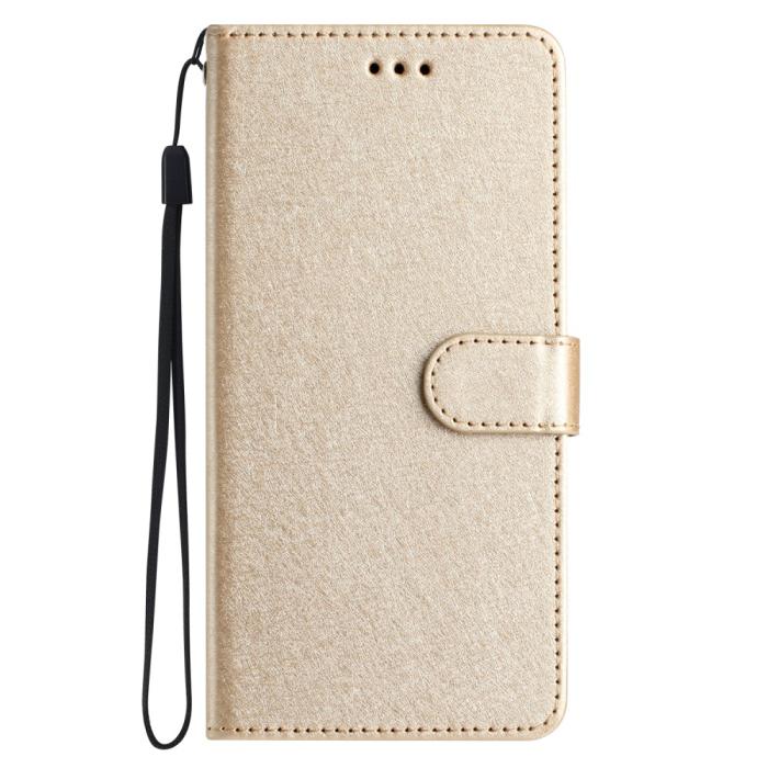 Bild 6, iPhone 16 Pro Max Fodral Silk Textur Med Snodd Guld
