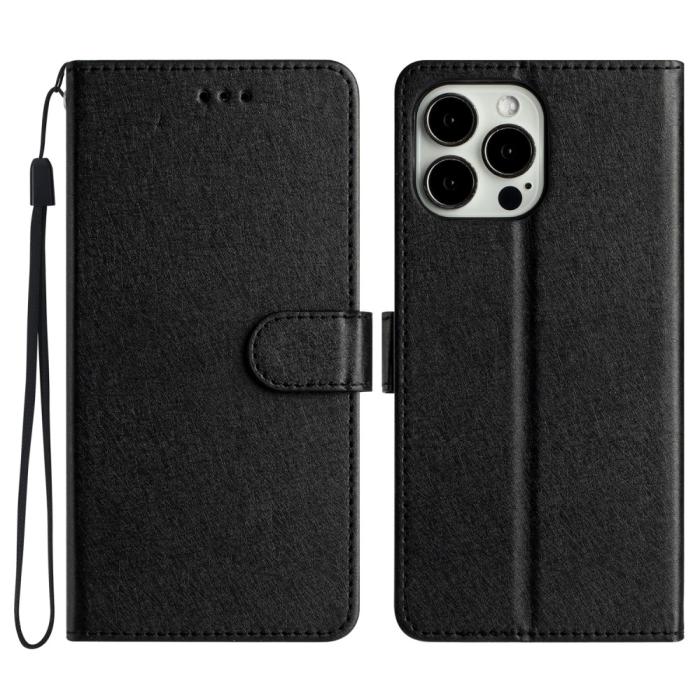 Bild 1, iPhone 16 Pro Max Fodral Silk Textur Med Snodd Svart