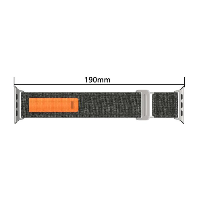 Bild 5, Apple Watch 42/44/45/49 mm Armband Justerbart Nylon Svart