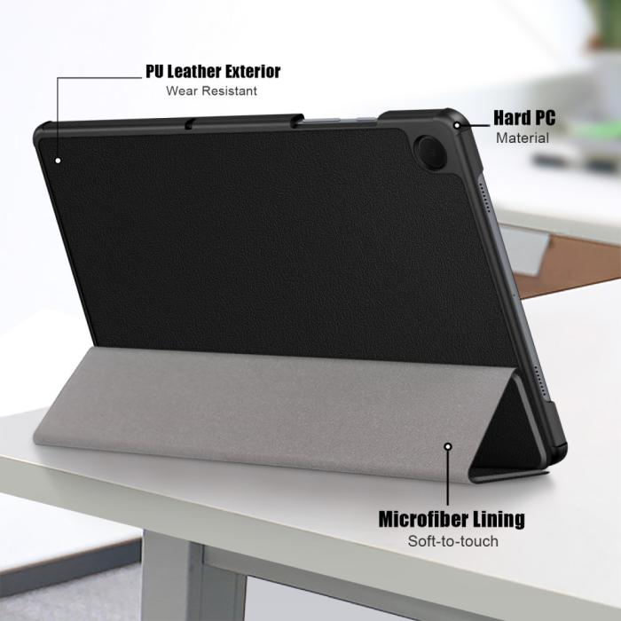 Bild 6, Samsung Galaxy Tab A9 Plus Fodral Tri-Fold PU Läder Svart