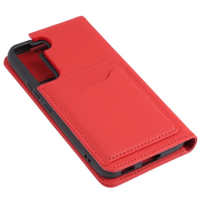 Bild 5, Samsung Galaxy S22 Fodral Flip Läder Med Kortfack Röd