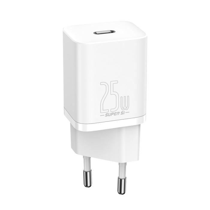 Bild 1, Baseus Super Si 25W PD QC Väggladdare USB-C Vit